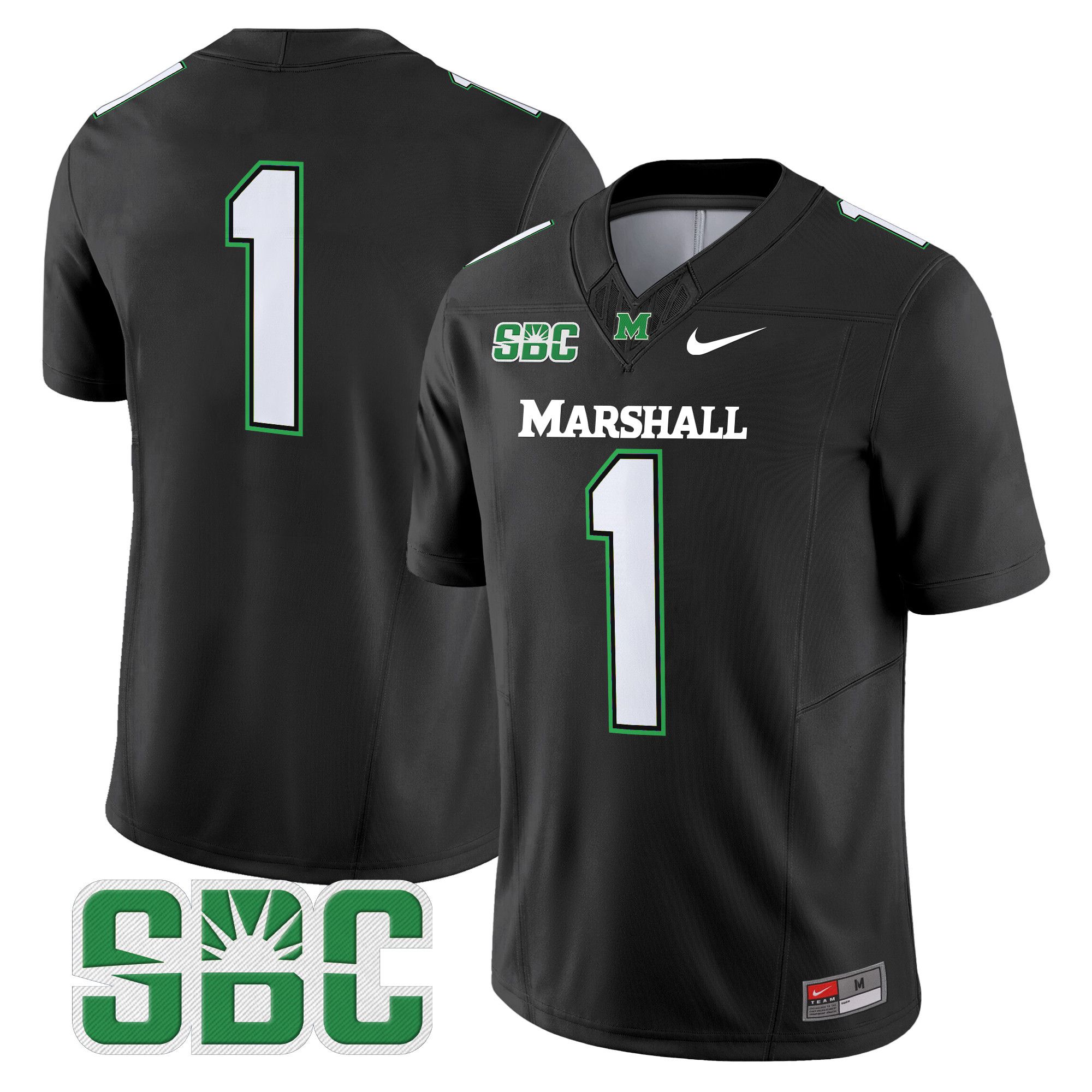 Men Marshall Thundering Herd #1 No Name Black Nike 2024 Vapor Limited NCAA Jersey style 1->more ncaa teams->NCAA Jersey